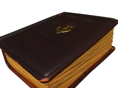 Vintage Leather Book with Anchor Low-poly 3D model