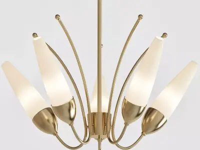 Amee 5 Light Aged Brass Chandelier with Opal Matte Glass Shade 3D model purchase
