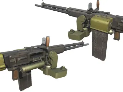 MCH-IL2-gun model 3d game ready model Low-poly 3D model Low-poly 3D model