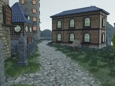 Medieval Island Village 3D model