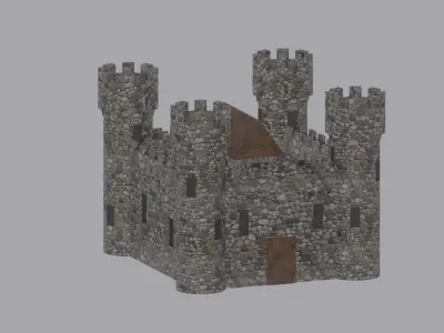 Medieval Castle Low-poly 3D model 2