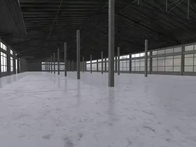 Modular warehouse Free low-poly 3D model