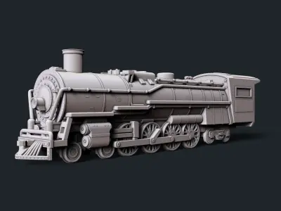 Santa Fe 3751 Steam Locomotive 3D print model