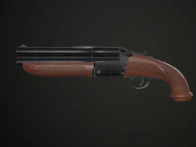 Sawed off Double Barrel Shotgun Free low-poly 3D model