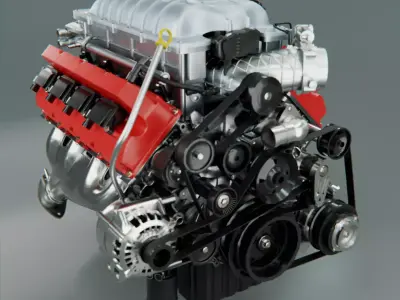  V8  Supercharged Engine 3D model
