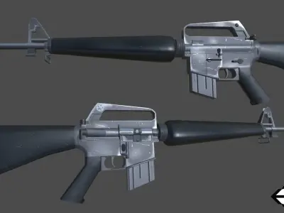 M16A1 two ar - rifles Low-poly 3D model