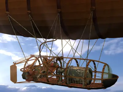 Air Balloon Ship Low-poly 3D model