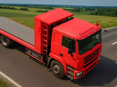 3 Axle Flatbed Truck 3D Model High Quality Low Poly Design Low-poly 3D model