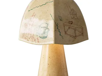 Zara Home ceramic table lamp with hand-painted motif 3D model
