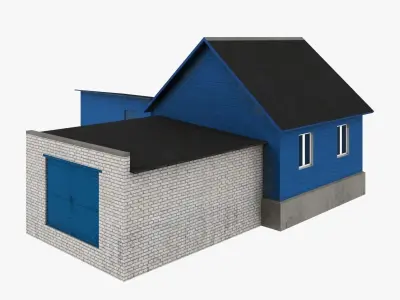 House with garage Free low-poly 3D model