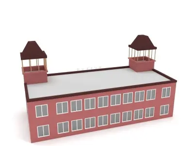 Low Poly Cartoon Museum Low-poly 3D model