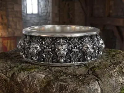 Baroque Gothic Ornamental Royal Victorian Lion Head Band 3D print model