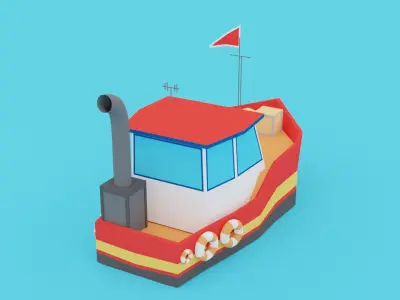 POLYGRUNT - Low Poly Boat or  Water Craft  or Sea Vehicle  Free low-poly 3D model
