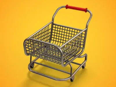 Stylized Shopping Cart Low-poly 3D model