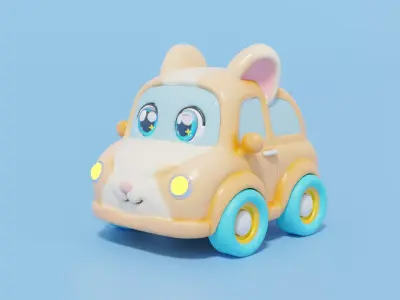 Cute 3D Bunny Car Cartoon Model Stylized Animal Car 3D model