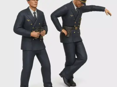 WW2  German naval officers  3D print model