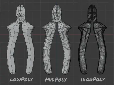 Cutting Pliers or Nipplers - Cortacables Low-poly 3D model