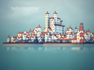 Town11 city on island 3D print model