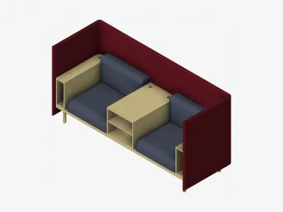 Sofa - Contemporary - Flame - Central Shelf - Armrest Shelf Low-poly 3D model buy