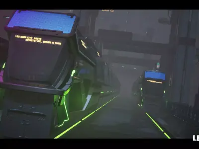 Driveable Animated Retro Cyberpunk Hover Train Low-poly 3D model