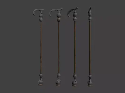 Stylized Walking Cane Low-poly 3D model