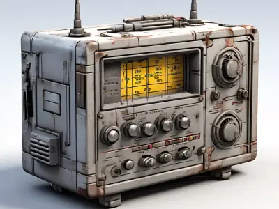 SciFi Retro Radio Receiver Low-poly 3D model
