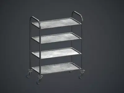 Industrial Tray Trolley 3 PBR game Ready Low-poly 3D model