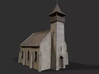 Medieval church Low-poly 3D model