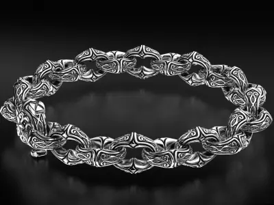 Antique mens silver bracelet 760 3D print model
