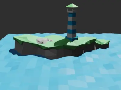 lighthouse on the island 3D model