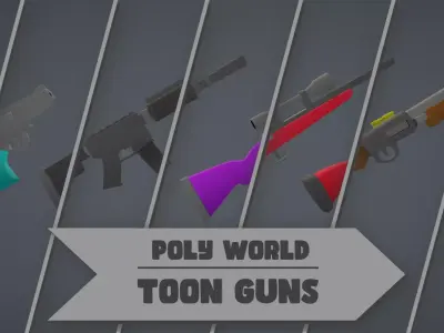 Poly World - Toon Guns Low-poly 3D model