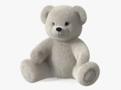 Teddy Bear Light Color Sitting Fur 3D model