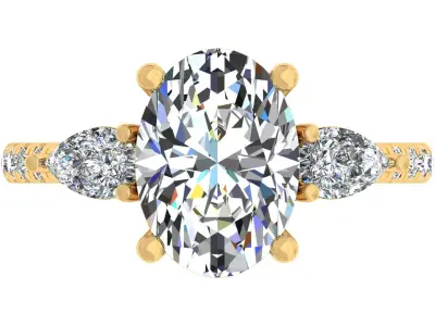 3carat Oval And Pear Stone Engagement Ring 3D print model