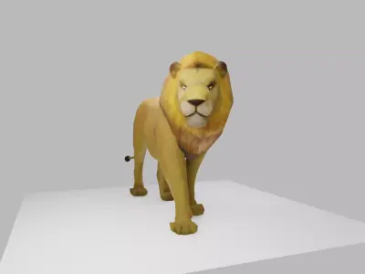 low poly lion rigged and animated Free low-poly 3D model