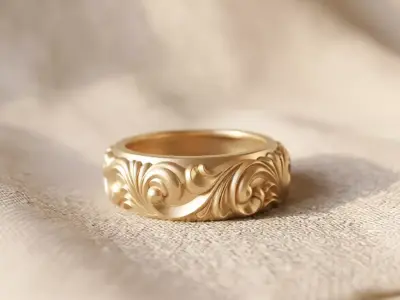 Baroque Scroll Ring  Ornamental Rococo Band 3D print model