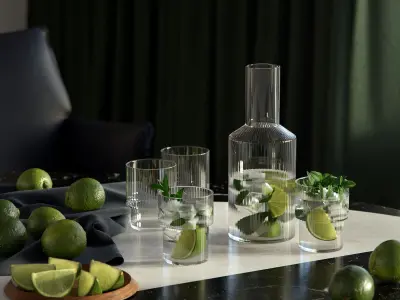 Ripple Glass Tableware Set 3D model