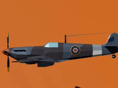 SpitFire Fighter Low Poly WW2 Low-poly 3D model
