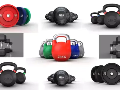 Gym Equipment Weights Set of 5 3D model