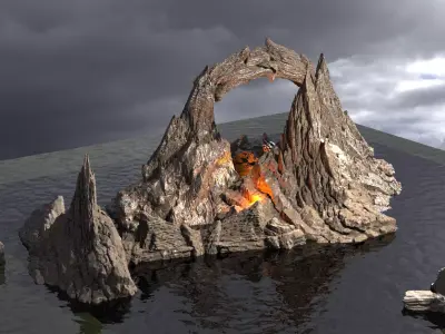 Lizard Cliff Rocks 3D model