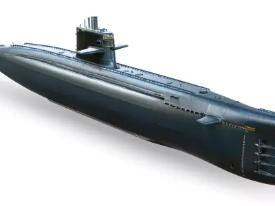 Realistic Modern Submarine Low-poly 3D model