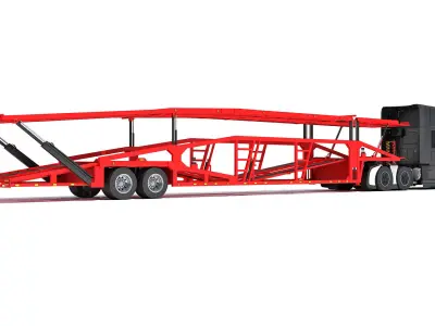 Car Hauler Transporter Trailer Semi Truck 3D model