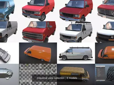 Industrial vans collection 3D Model Pack
