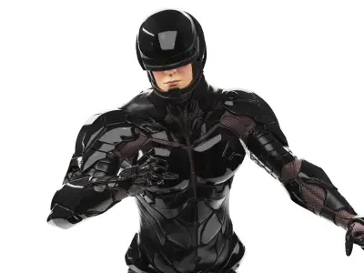 Space Soldier in Black Armor Rigged 3D model