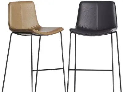 Slope Leather Bar Counter Stools West elm 3D model