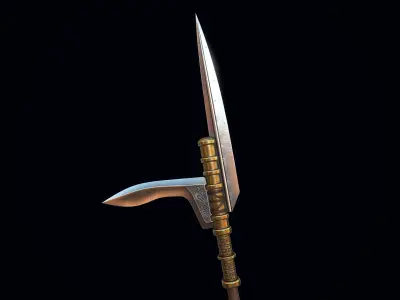 Dagger-axe spear Low-poly 3D model