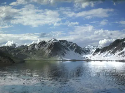 Mountain Lake with Summer and Winter Textures 3D model