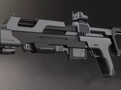 Sci-Fi Shotgun Game Ready Low-poly 3D model