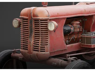 Vintage Rusty Red Farm Tractor prop 3D model
