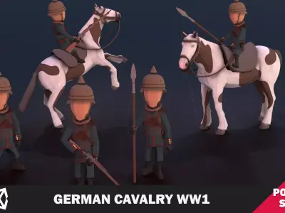 German Cavalry WW1 Low-poly 3D model