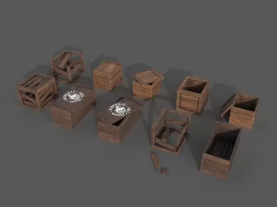 Crate Pack Low-poly 3D model purchase